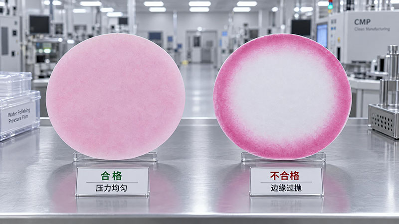CMP 抛光压力分布云图示意：均匀 vs 边缘偏压